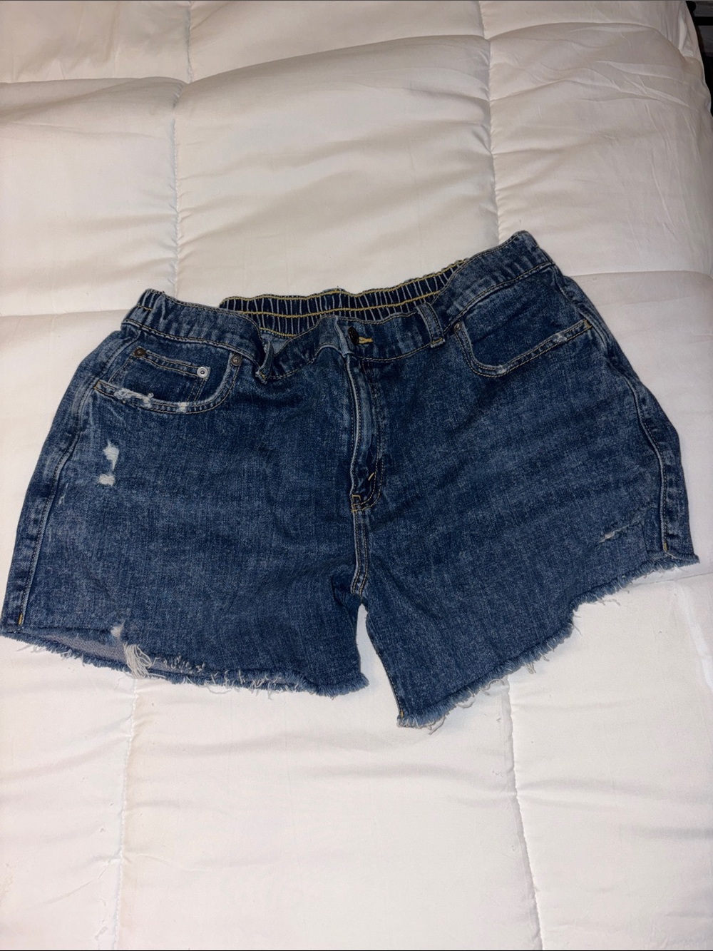 aerie Dark Blue Distressed Denim Shorts